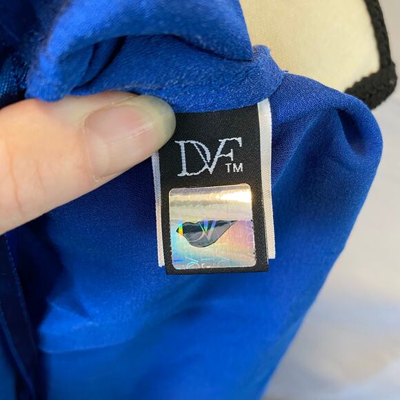 Diane Von Furstenberg Women's Reara Colorblock Silk Dress Size 10 Blue and Black - Picture 8 of 12